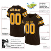 Custom Brown Gold-White Classic Style Mesh Authentic Football Jersey